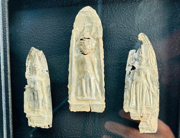 Cambodian or Thai Buddhist votive plaques with intricate engraved details