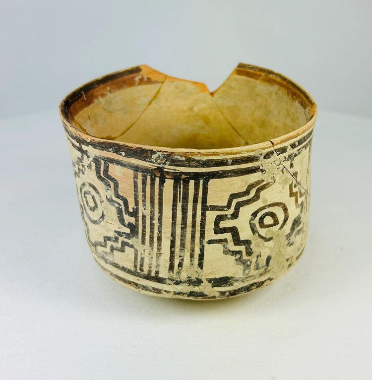 Indus Valley painted pottery vessel with black geometric motifs, circa 3rd Millennium BCE.
