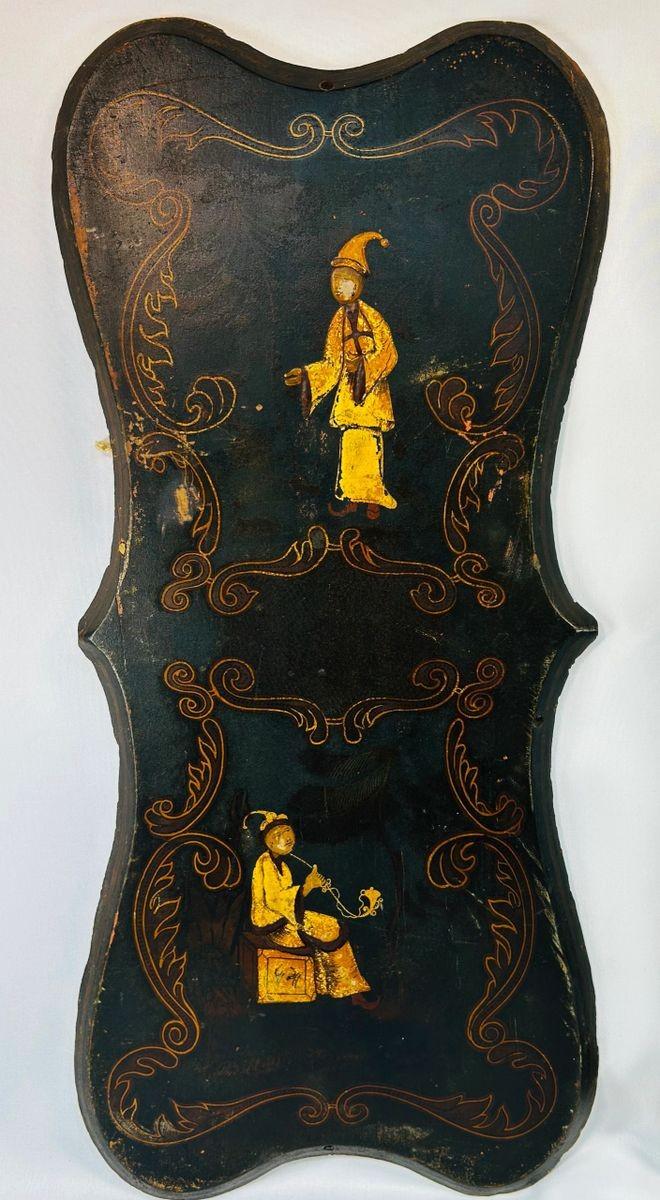 1850–1880 Chinoiserie wall panels painted on black lacquered wood