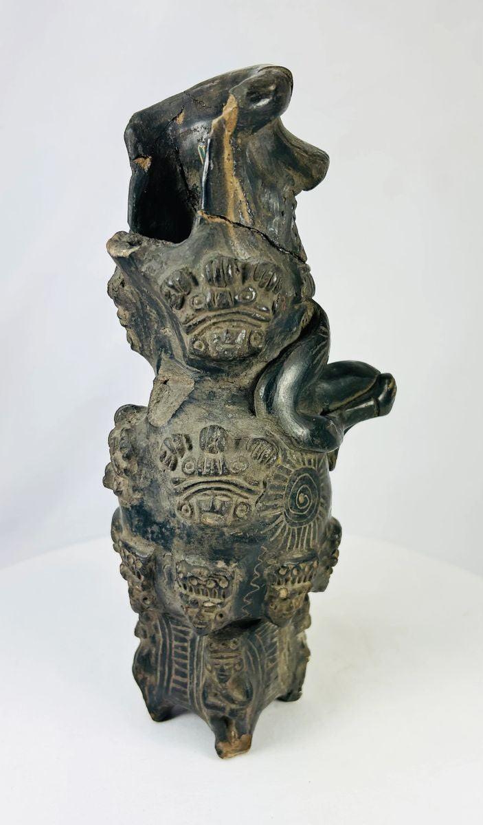 Handcrafted West Mexican ceramic figure with geometric motifs