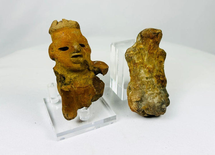 Close-up of almond-shaped eyes on a Jalisco-style terracotta figure