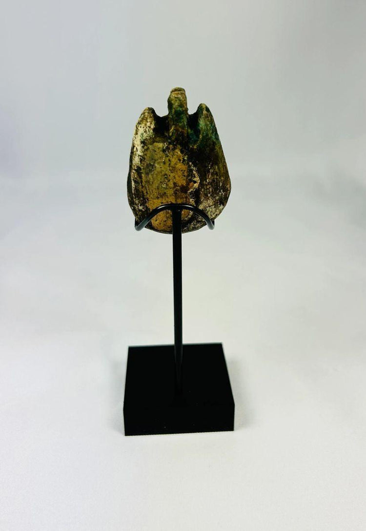 Carved stone amulet of Maahes, lion-headed Egyptian god, 1070–664 BCE, divine guardianship symbol