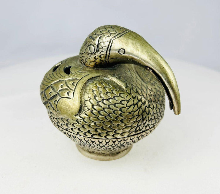 South Indian ritual bronze incense holder with natural aged patina