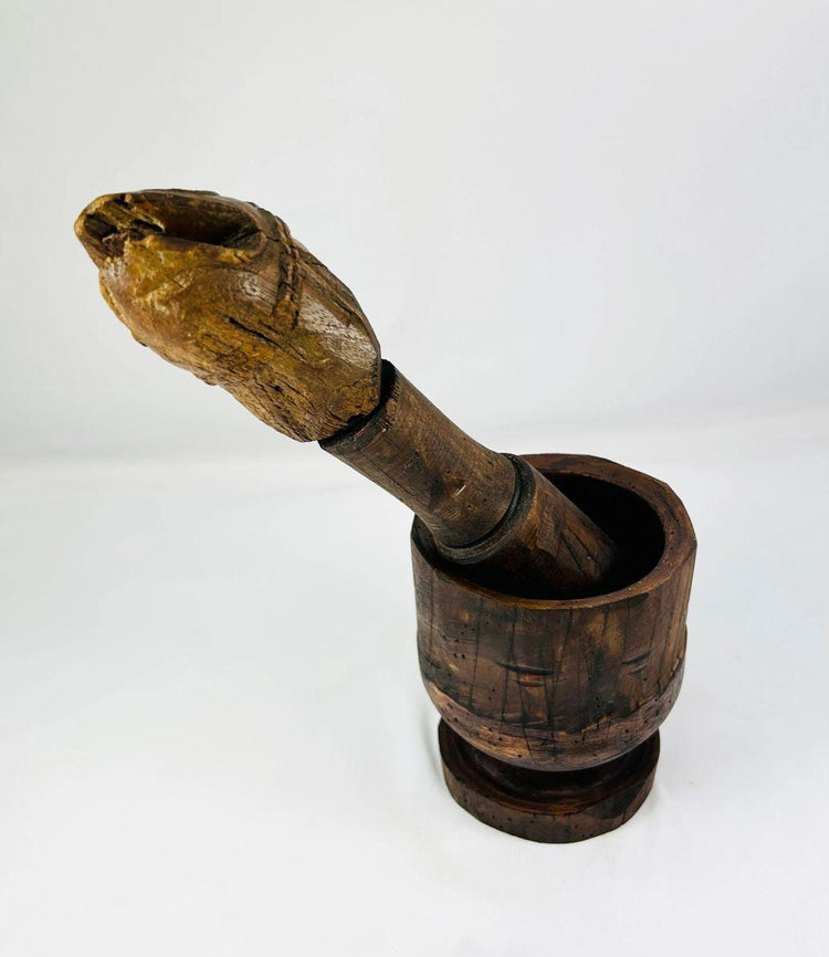 Historic European mortar and pestle reflecting utilitarian function and design