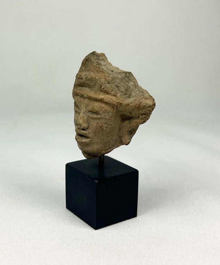 Angled view of an ancient West Mexican ancestor spirit effigy fragment