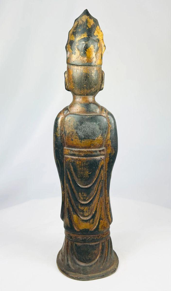 Museum-quality Tibetan Lama bronze Buddhist figure with traces of original gilding