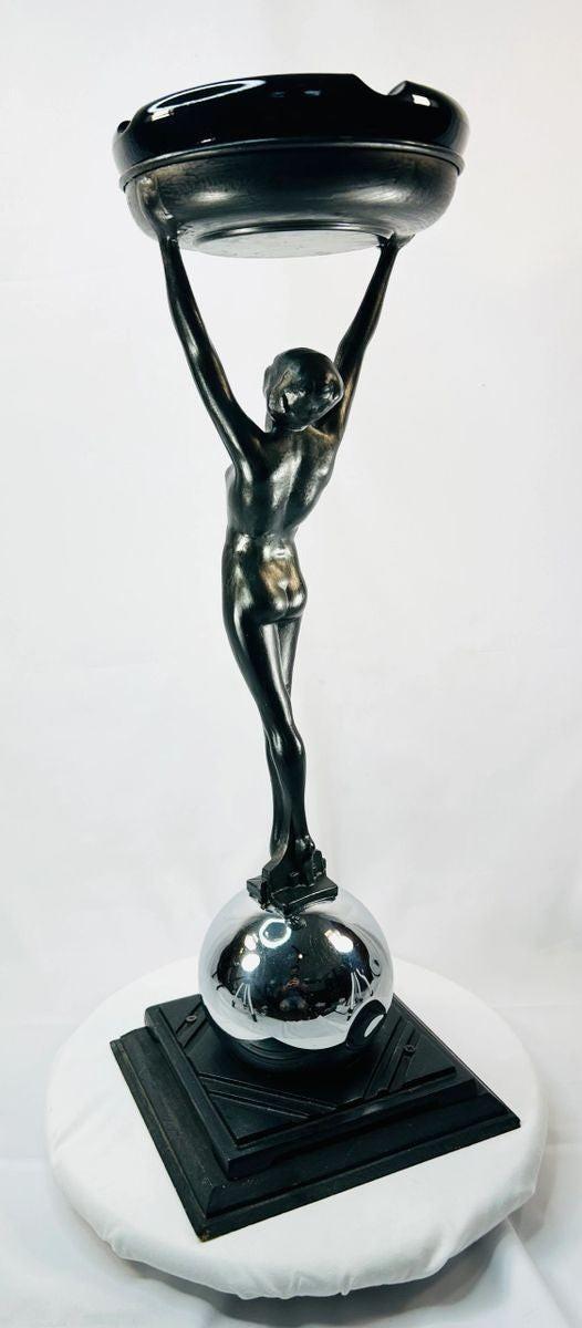 Nude female figure smoking stand by Frankart Inc. New York, 1925–1935