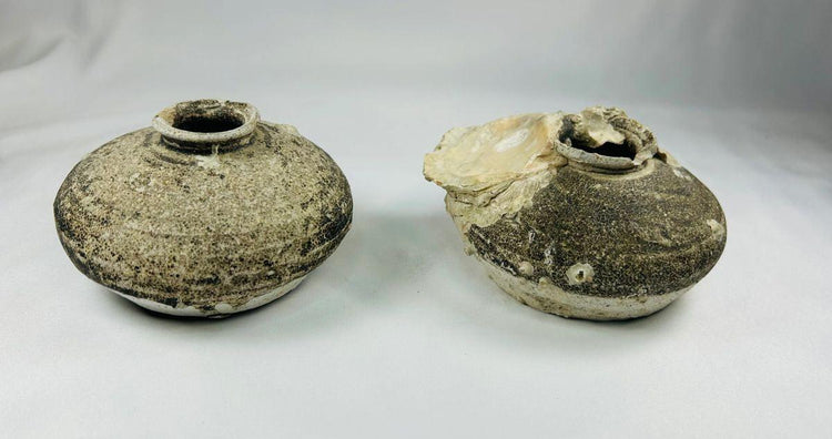 Antique Ming dynasty discoid jarlets, 15th–16th century CE, maritime provenance, National Museum of the Philippines label