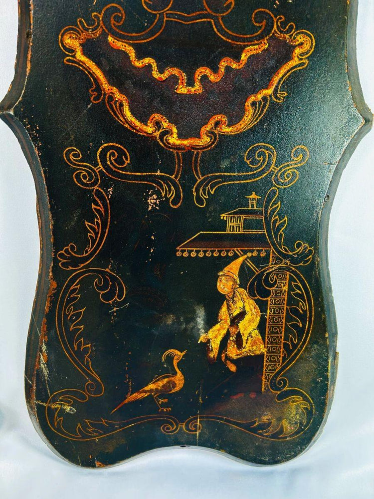 Antique Chinoiserie panels with floral motifs and lacquered wood finish