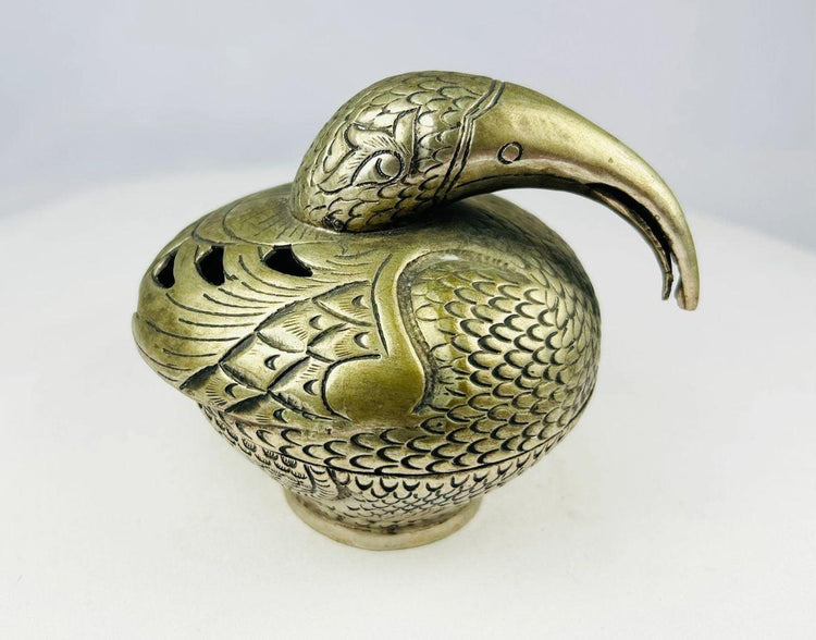 Bronze peacock incense burner used in Hindu temple and household ceremonies