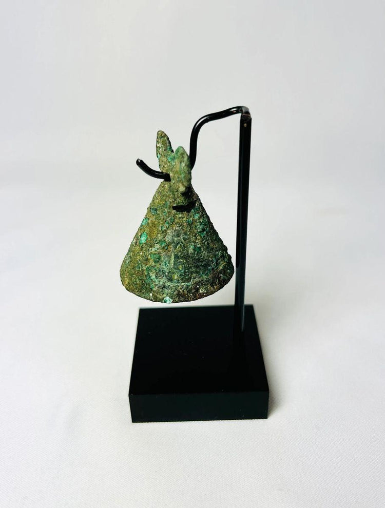 Ancient Iranian Luristan openwork bell with ceremonial and decorative function