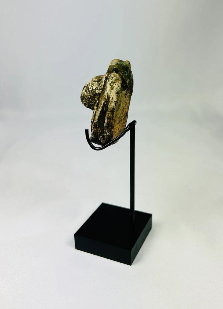 1070–664 BCE Egyptian Maahes amulet, lion-headed god of war and protection, finely carved stone