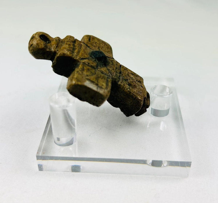 Ancient Eastern Roman bone cross pendant with geometric linework and pierced suspension