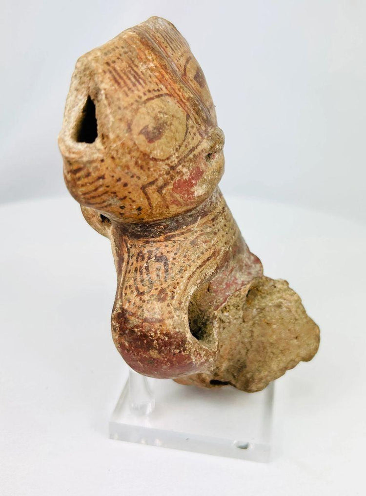 Pre-Columbian West Mexico clay figurine showing age and wear