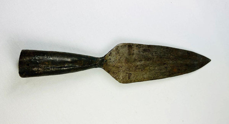 Antique forged iron polearm tip from Persia/India, broad leaf-form blade and socket.