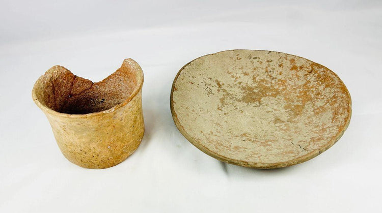 4000–2000 BCE terracotta vessels with natural earthy colors and unglazed finish
