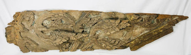 17th-century Ayutthaya carved wood fragment with remnants of gilding