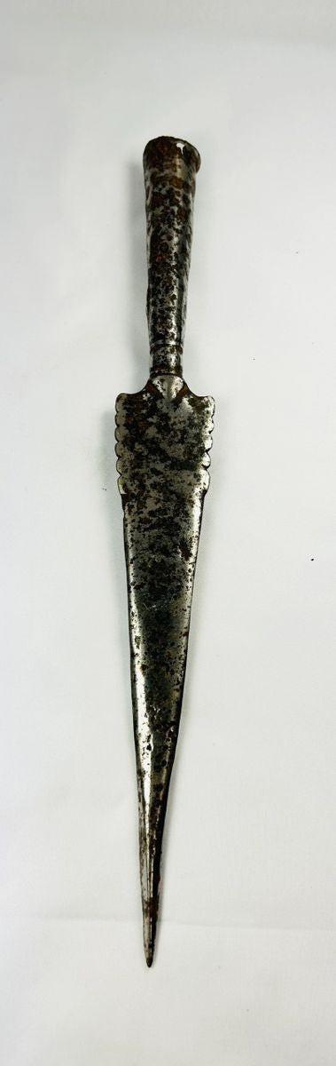 European iron weapon with natural patina and centuries-old surface texture