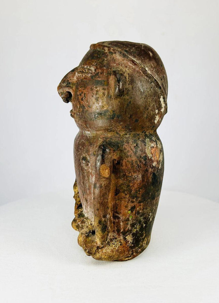 Ancient Pre-Columbian terracotta human effigy vessel — profile view showing sculpted facial features and ritual form, authentic artifact from Relic and Rarity