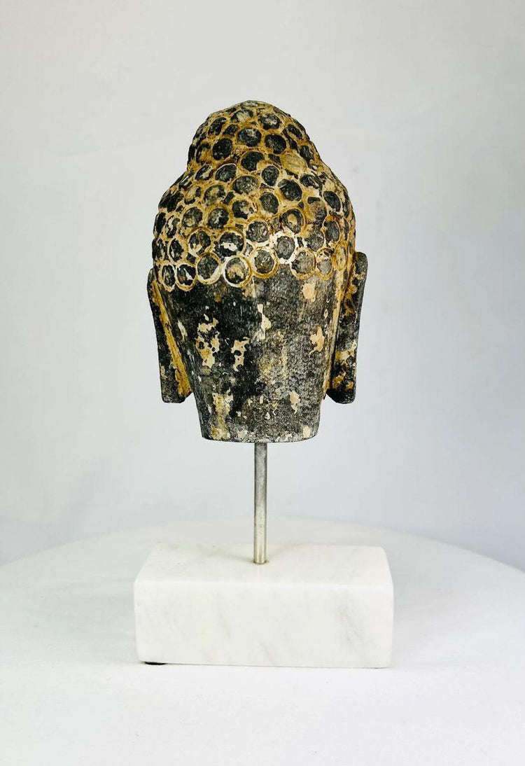 Antique Thai or Cambodian carved stone Buddha head 18th–19th century