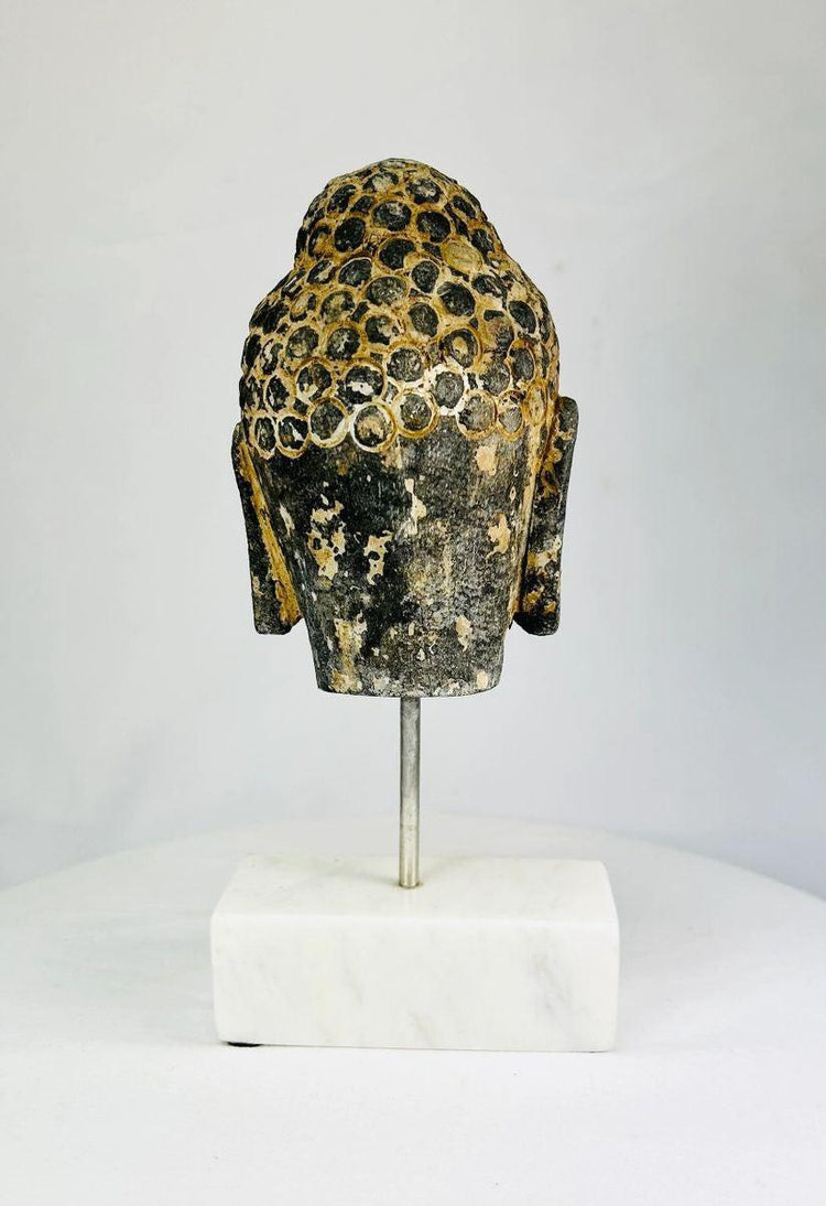 Antique Thai or Cambodian carved stone Buddha head 18th–19th century