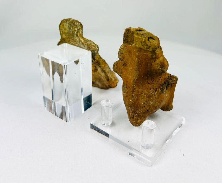 Authentic ancient Mexican pottery figure with natural calcification