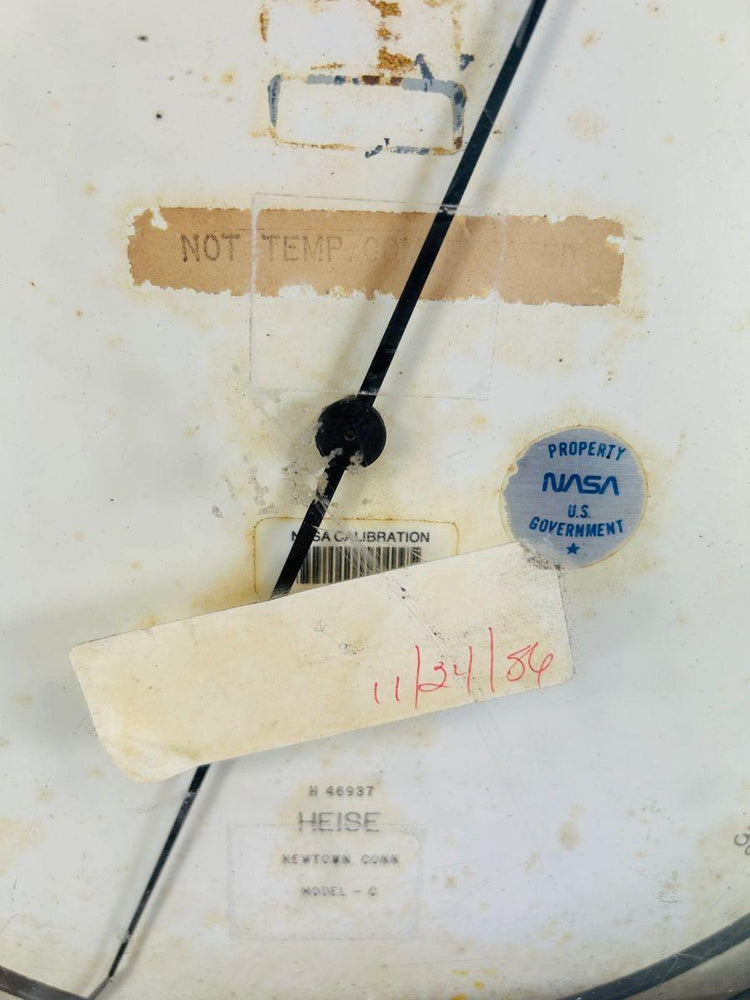 1980s NASA equipment gauge with calibration and service stickers