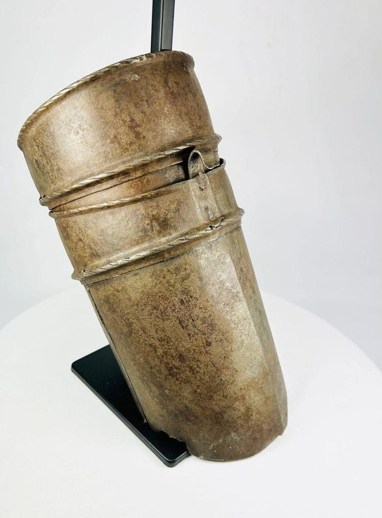 Renaissance period upper arm defense armor with riveted metal bands