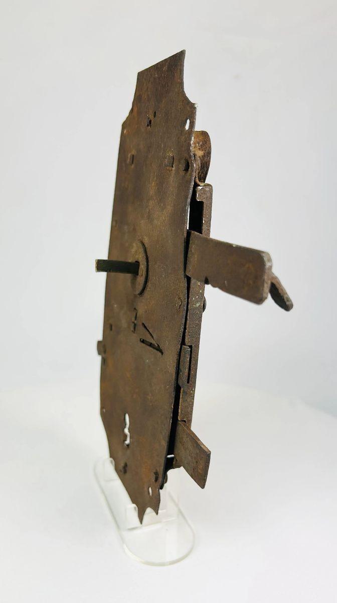 Antique iron door lock made by a blacksmith in England or Germany, 1700s