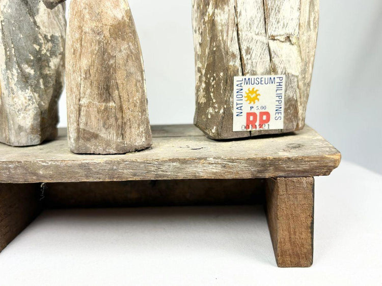 Spanish Colonial Christian devotional art—Holy Family sculpture with Philippines National Museum Seal