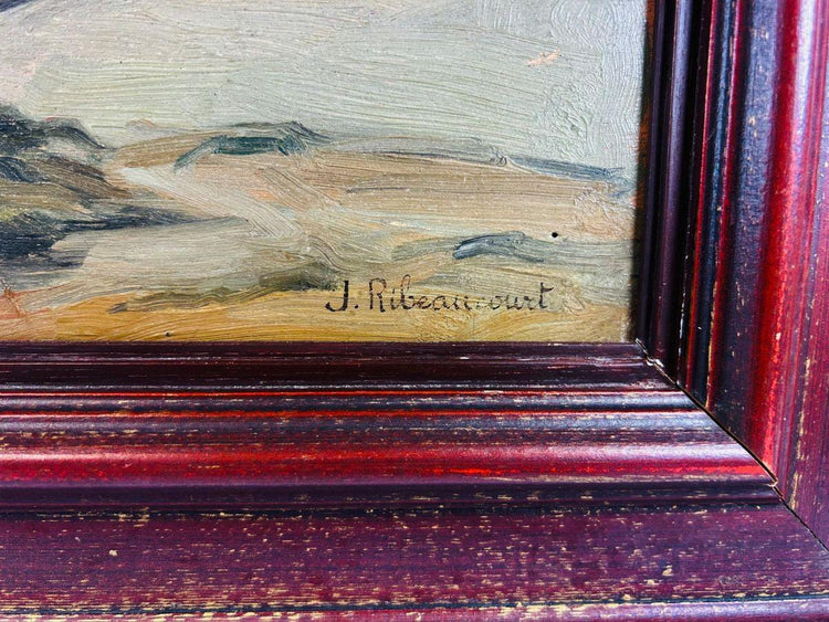 Impressionistic French harbor scene with dynamic light and rich colors