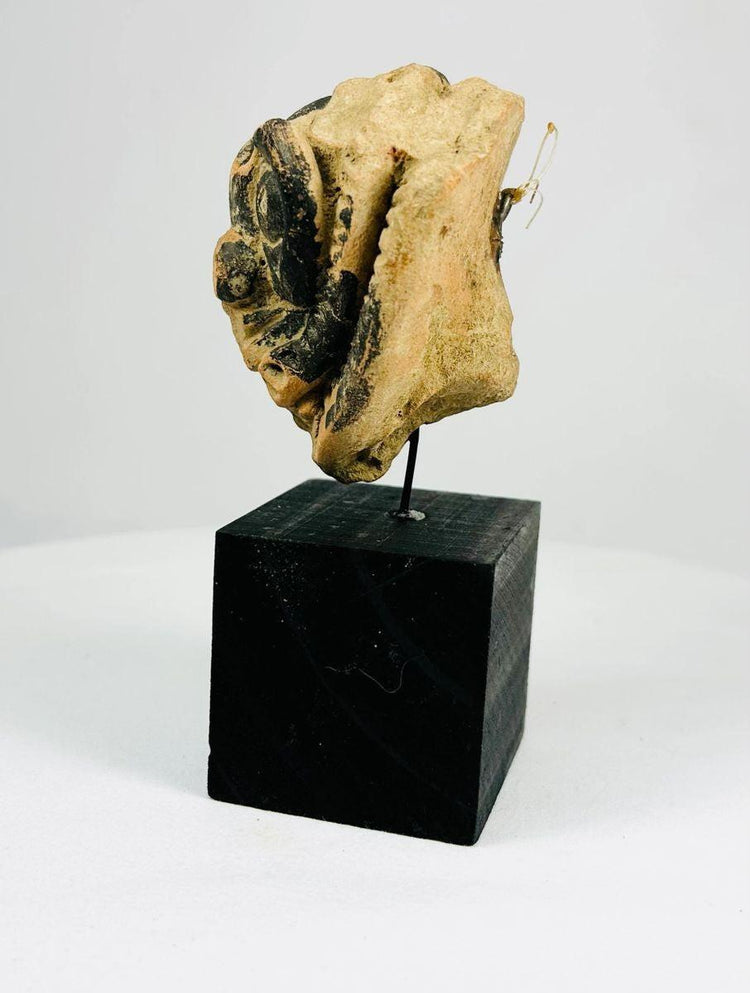 Classic Period Mesoamerican terracotta mask with animal face and bold eyes