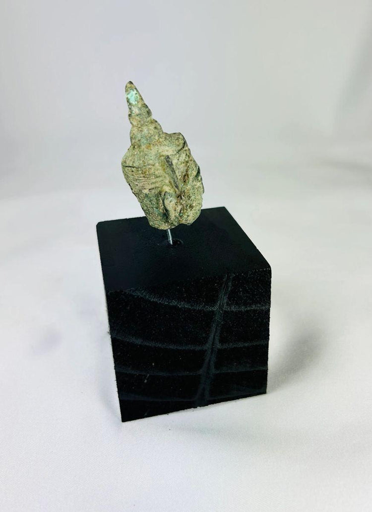 Bronze Buddha head from Thailand or Cambodia with serene expression