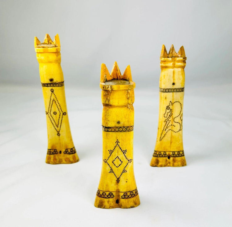 Early 1900s carved bone containers used in traditional betel nut rituals