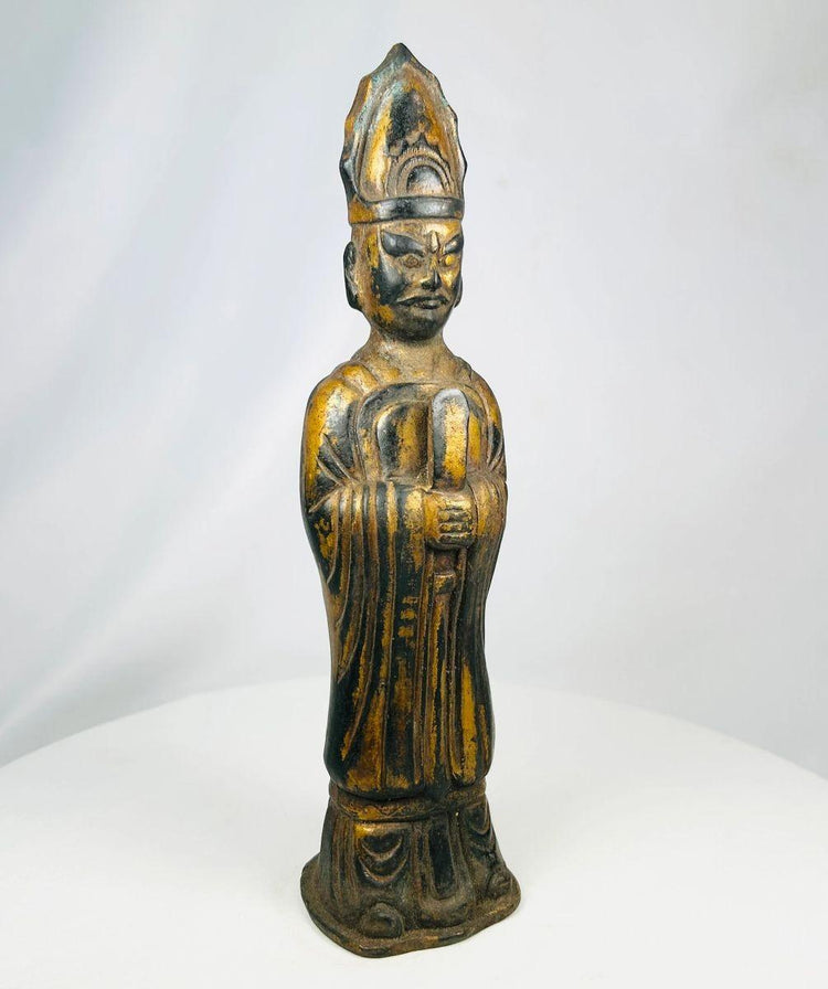 Antique Tibetan Lama bronze sculpture from the Qing Dynasty, 19th century