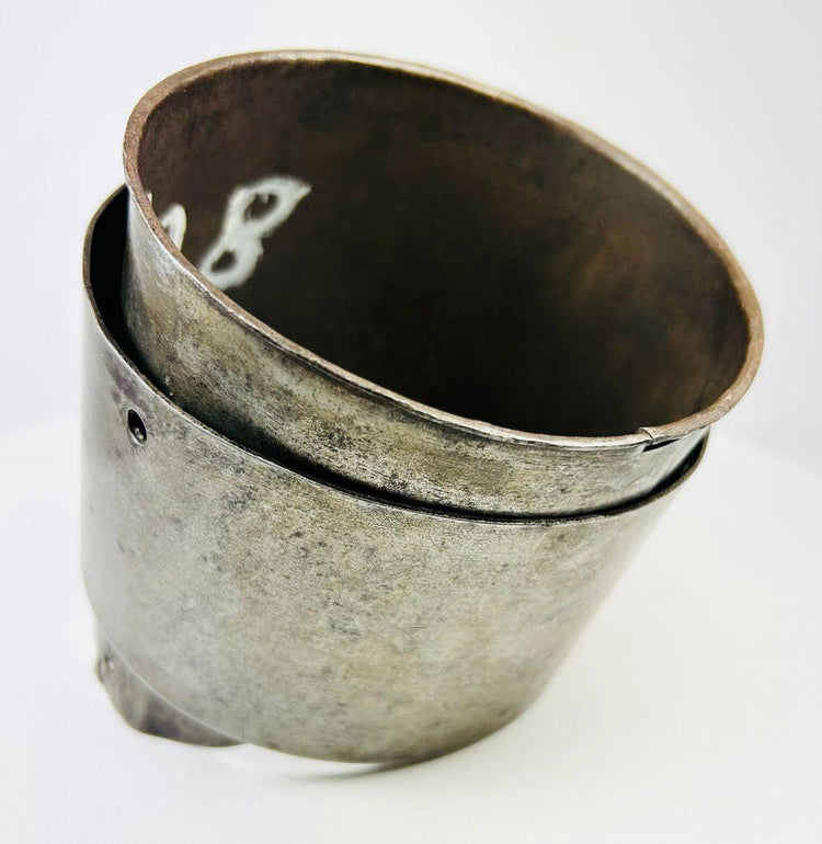 Renaissance-era steel upper arm cannon from a suit of specialized siege armor