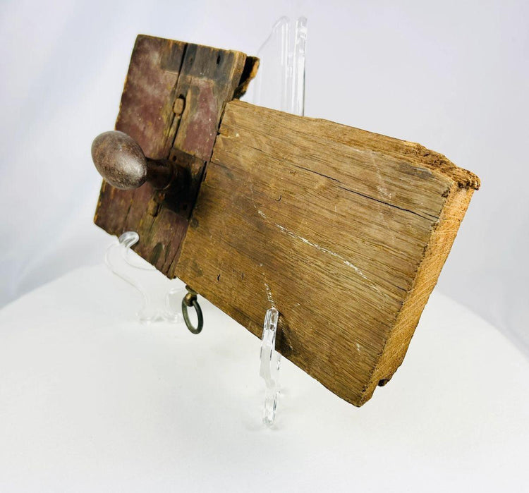 Authentic 18th-century wooden door lock from colonial North America