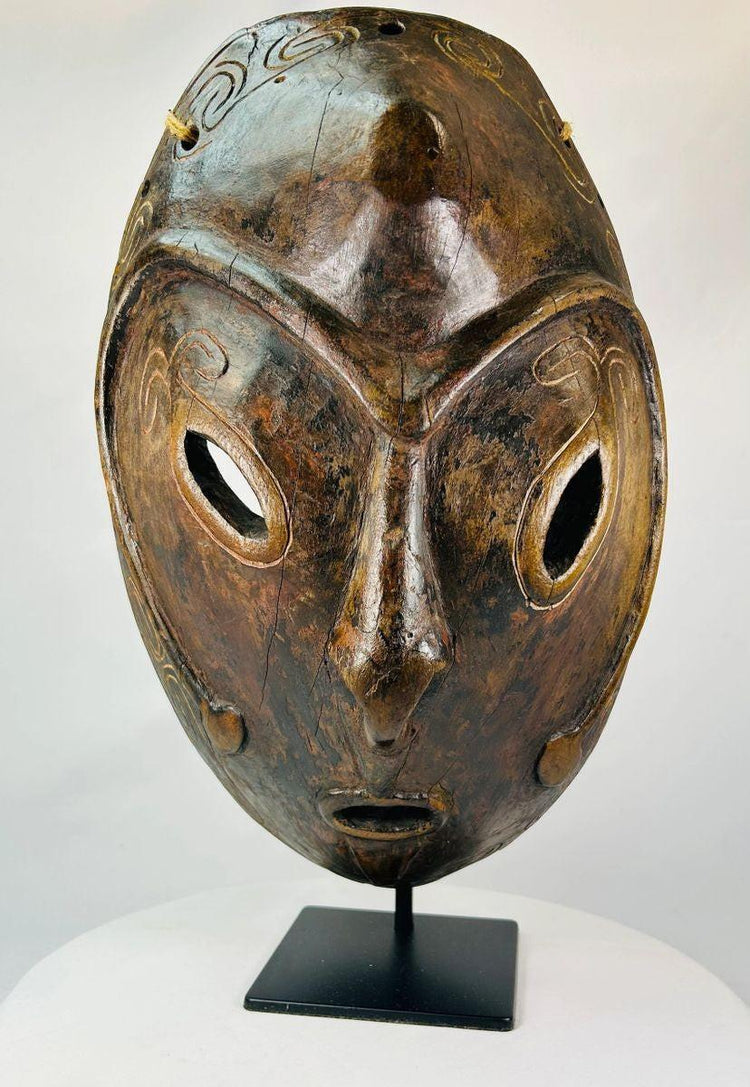 Detail of incised patterns surrounding the eyes of a Sepik River mask