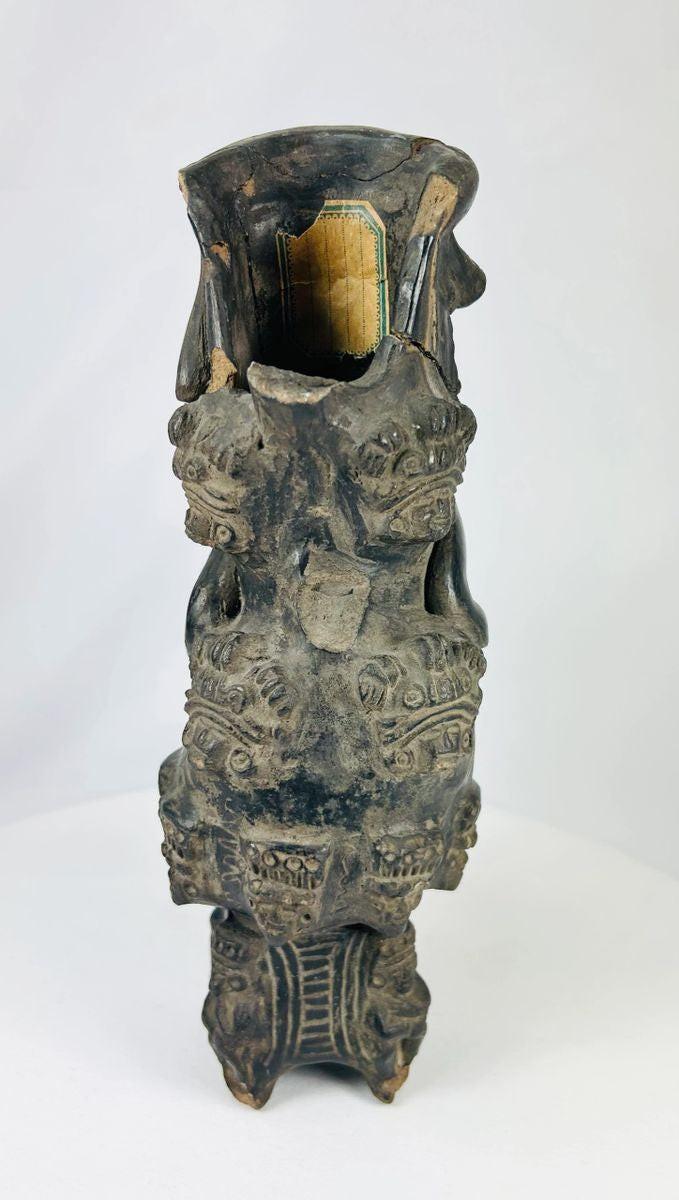 Vintage West Mexican Chupícuaro-style terracotta figure with geometric motifs