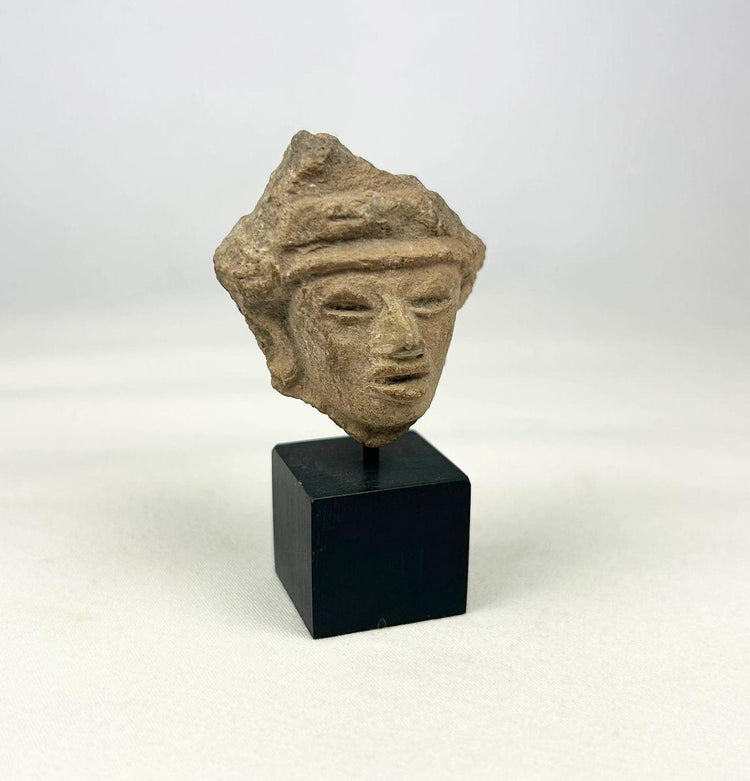 West Mexican terracotta ancestor effigy head fragment, circa 200 BCE–300 CE