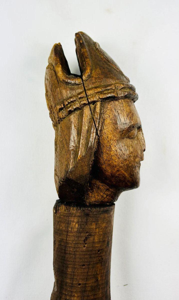 Wooden mortar and pestle from Europe with rich patina and traditional craftsmanship