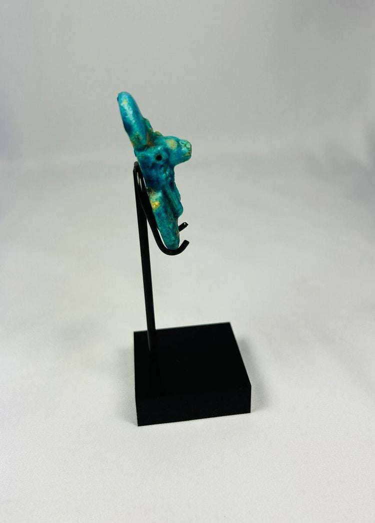 Authentic ancient Egyptian Sekhmet amulet in turquoise faience