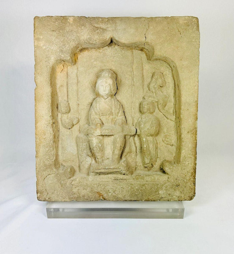 Ming Dynasty clay relief brick 1368–1644 noblewoman playing instrument