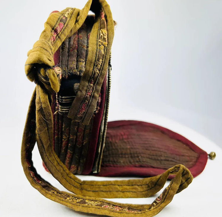19th-century Tibetan gau portable shrine with brocade textile case and strap
