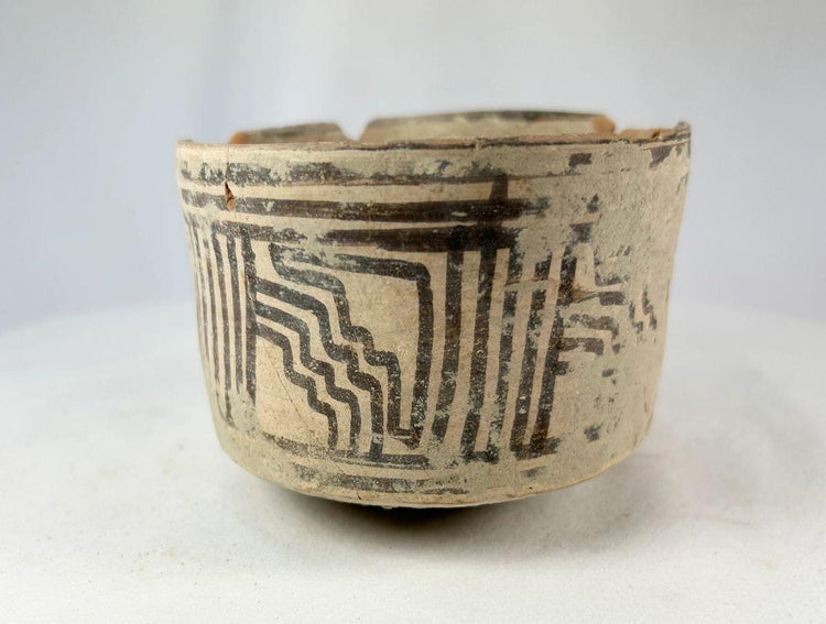 Indus Valley terracotta bowls with black geometric linear and zigzag motifs