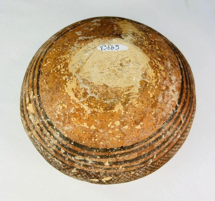 Authentic Indus Valley terracotta vessel with preserved surface decoration