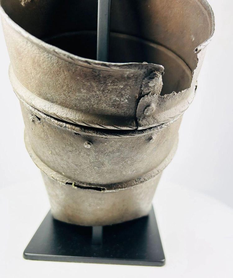 16th-century European knight armor plate mounted for display