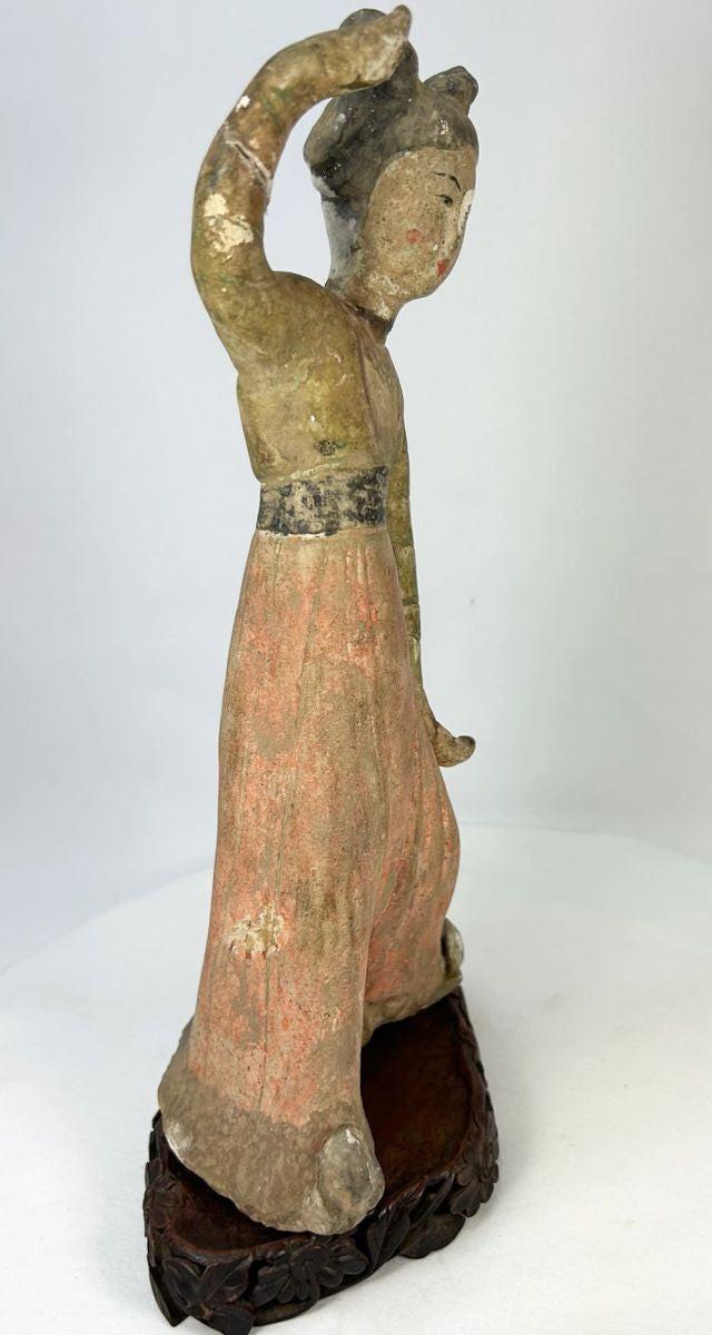Tang Dynasty terracotta female dancer with traces of original mineral pigments, China, circa 618–907 CE