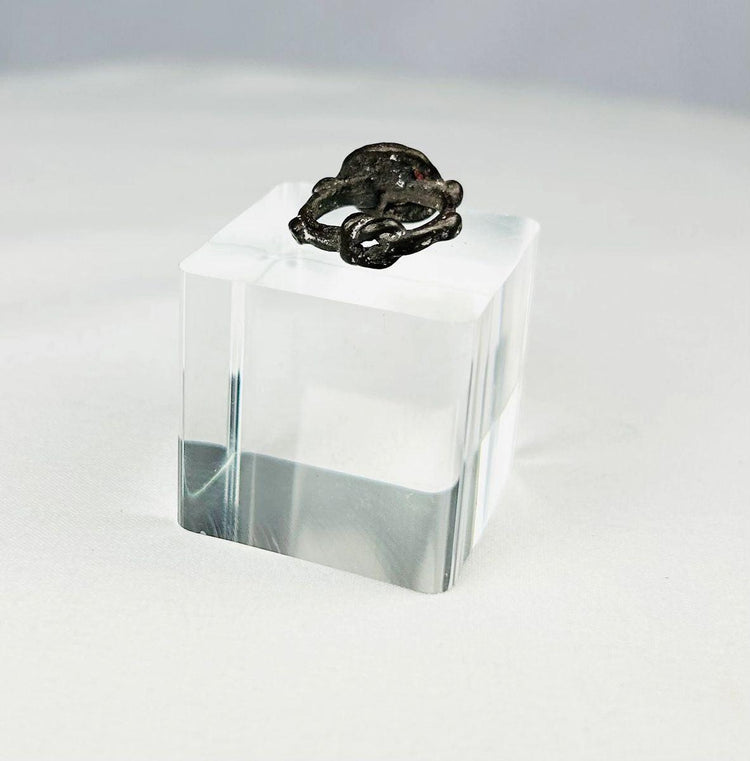 Silver ring with garnet gemstone and historical Late Roman to Early Byzantine design