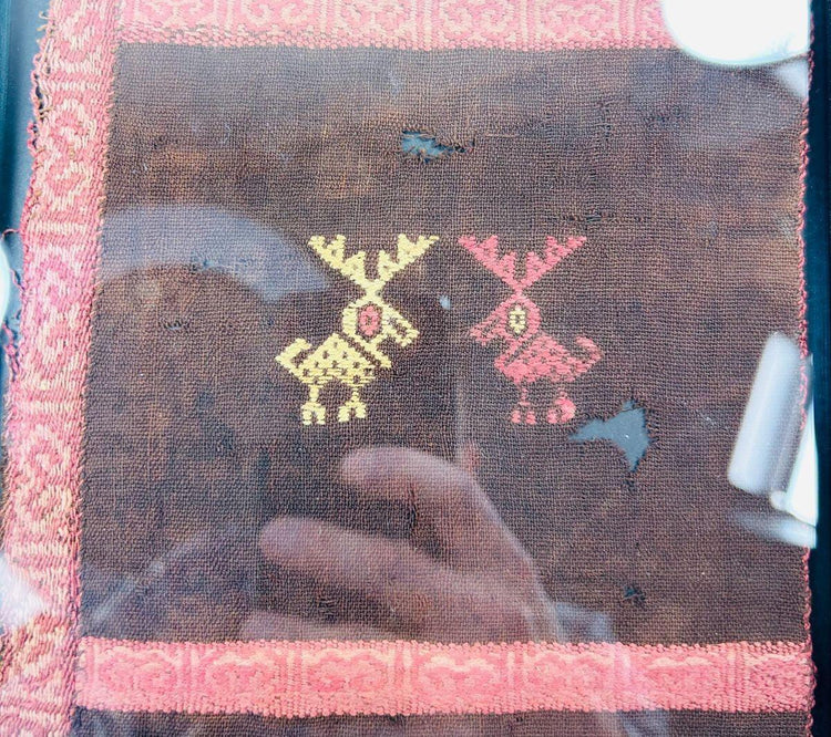 Detail of traditional Andean weaving techniques and natural dyes